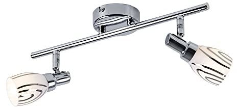 Deckenleuchte 2 Flammig Deckenstrahler schwenkbar Wohnzimmerleuchte Decke 2 Strahler, chrom Metall, 2x G9, LxBxH 36,5x8,5x16 cm, Globo 56707-2