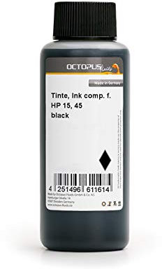 Nachfülltinte kompatibel für HP 15, 45 dye Druckerpatronen, Tintenpatronen schwarz, 250ml, Non-OEM
