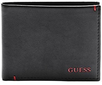 Guess Herren Bifold Portemonnee Geldbrse, Julian Schwarz/Rot, Einheitsgröße EU