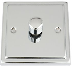 A5 Products Light Dimmer Switch 1 Gang 400W (Max) - Polished Chrome - Trimline - 2 Way Push On/Off