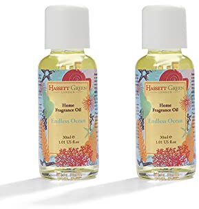 Hassett Green London Endless Ocean Fragrance Oil - 2 x 30ml Glass Bottles - Suitable for Ultrasonic Diffusers Humidifiers & More