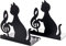 Hillento rutschfeste Buchstützen, faule Katze spielt Musik rutschfeste Verdickung Eisen Bibliothek Schule Büro Heimstudie Metall Buchstützen, 1 Paar, Musiknote