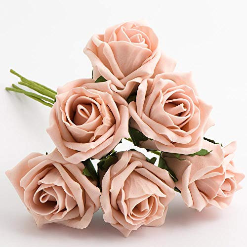 Italian Options Colourfast Artificial Foam Rose Flowers Wedding Bouquet, 5cm, Vintage Peach