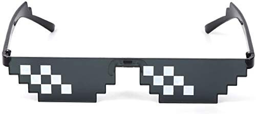 Lottoyday Sonnenbrille mit Mosaik Dekor, Thug Life Brille pixeliert, Party Brille schwarz (1PACK)