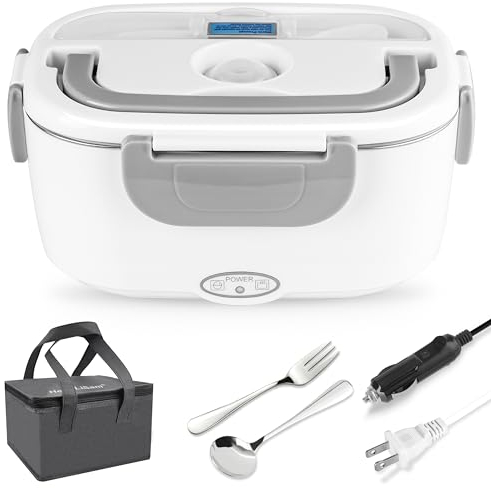 Electric Lunch Box 2 in 1, Electric Lunch Box Food Heater Car and Home Use Portable Lunch Heater 110V & 12V/24V 40W - Stainless Steel Portable Food Warmer