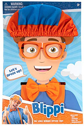 Blippi lustiges Rollenspiel-Zubehör, perfekt für Blippi-Kostüm, einschließlich Blippis ikonischer orangefarbener Fliege, Hosenträger, Hüte und Brille, für kleine Kinder und Kleinkinder - Be Like