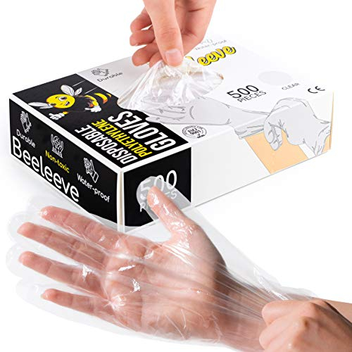 Beeleeve [3x500-Box Einweghandschuhe - Farbvarianten - Einweghandschuhe für den sicheren Umgang mit Lebensmitteln, Zubereitung, Küche, Kochen, wasserdicht, lose, (g - Klar)