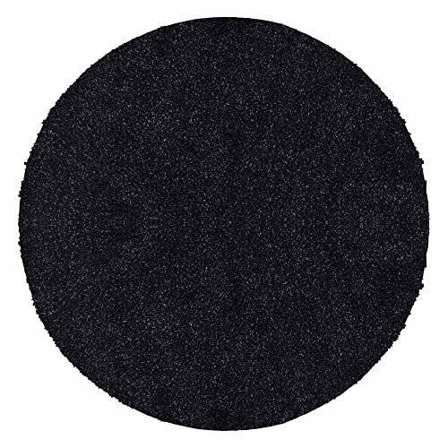 Carpetsale24 Shaggy Hochflor Teppich 80 cm Rund Anthrazit | Kleiner, Runder Teppich Wohnzimmer – Moderner, Weicher, Flauschiger Langflor für Schlafzimmer, Badezimmer & Küchenteppich, Wohnzimmerteppich