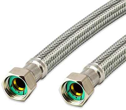 Flexschlauch Edelstahl - Panzerschlauch Anschlussschlauch für Sanitär, Heizung, WC, Solar, Hauswasserwerk - Made in Germany (1/2 ÜM x 1/2 ÜM - 100 cm, DN13)