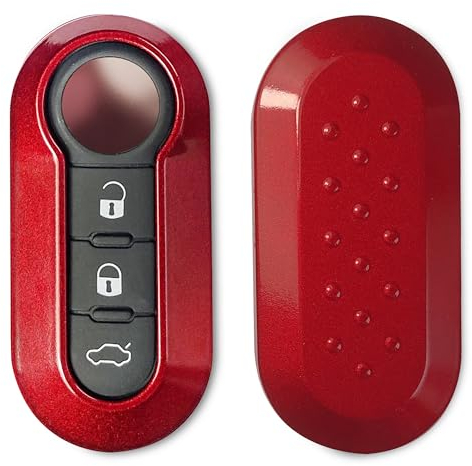 Lage Guscio per Chiave + Pad Pulsanti Tasti compatibile con Fiat Grande Punto Evo Panda 500 Bravo Stilo e Lancia Ypsilon Delta Musa, Telecomando Cover Scocca Gommino Ricambio (guscio rosso + tasti)