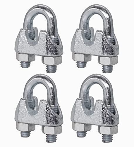 Confezione da 4 morsetti per fune metallica M10, DIN 741, morsetto in acciaio per fune metallica Ø 13 mm, sella per bullone a U (4 pezzi, M10 per Ø 13 mm)