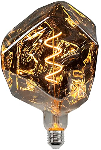 TIANFAN Led Birne Vintage Glühbirne 4W Dimmbar Polyeder φ150mm Große Led Birne Dekorative Edison Glühbirne 220V E27 (Rauch)