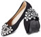 MACHSWON Womens Ballet Flat Black Pumps Ladies Bride Dolly Ballerina with Sparkly Rhinestone Work Office Formal Comfort Pointed Toe Slip On Wedding Flats Shoes(Black, Size 5)
