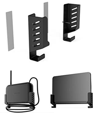 ZZHDESBY Laptop & Router Wall Mount Holder - Storage Rack Compatible with Laptops/WiFi routers/Macbooks/TV Boxes/Network Switches/Modems/Audio Devices and More (Black)