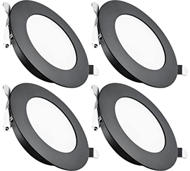 Obeaming 4 x LED Einbaustrahler 12V Wohnmobil Boot Einbauleuchten Flache Spot Dimmbar Einbauspot 83mm 3W 285lm für Camper Wohnwagen Bad, Schwarz Loch 4000K 64-74mm Aluminium CRI93