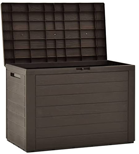 Oudoor Utility Chest Organiser, Garden Storage Box PP Cushion Cantainer Gardening Tool Storage Organization with Lockable Lid for Home Indoor Yard Garage 190L 78x44x55 cm Brown (Lock Not Included)