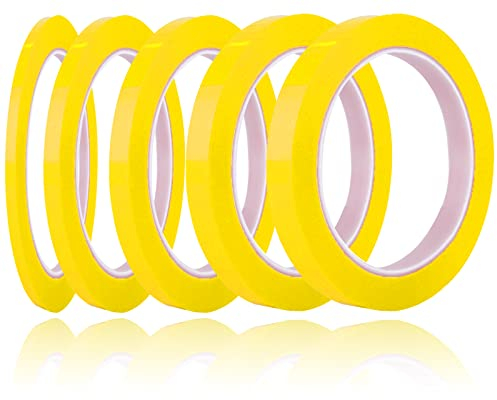 YUNYAN Maler Klebeband 5 Rollen Dunkelgelb Masking Tape Breit 3/5/8/10/15 mm x 66 Meter Whiteboard Klebeband Selbstklebendes Tape für Basteln, Etiketten, Dekorieren Verwendet