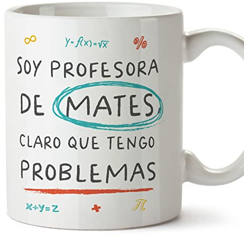 MUGFFINS Tazas para PROFESORA DE MATEMÁTICAS mujer - En Español - Mates problemas - 11 oz / 330 ml - Regalo original y divertido