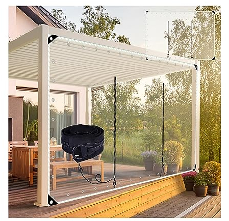 Pavillon Planen Seitenteile Mit Reißverschluss Tür,wasserdicht, transparente Planen mit Ösen mit Reißverschluss, for Carports, Pavillons,Vordächer,Gärten,Wettervorhang ( Size : H2.1xW3m/H6.8xW9.8ft )