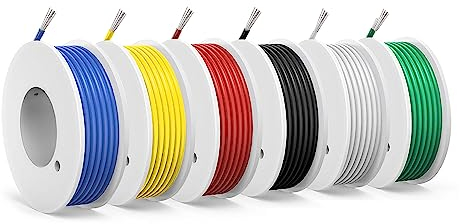 Filo in Silicone da 0,5mm² - 20 AWG Cavo Elettrico, Rame Stagnato, Intrecciato, 6 Colori da 15 Metri, Connessioni Flessibili, Isolamento Alta Temperatura