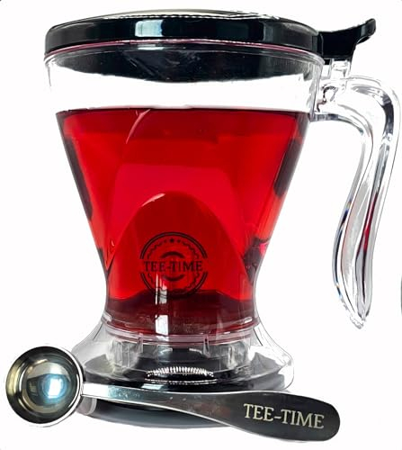 Tee-Time Teamaker, free measuring spoon and replacement strainer insert, tea strainer for loose tea, tea maker, tea maker, 450 ml, 1 piece, coffee filter, iced tea maker for tea and iced tea, tea