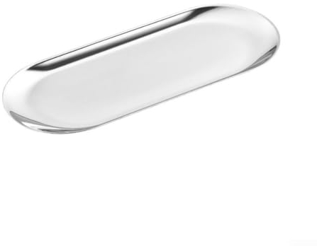 Bandeja ovalada de acero inoxidable, bandejas ovaladas de acero para almacenamiento de alimentos, cosméticos, joyería, plato de servir para el hogar, cocina, restaurante (30 cm)