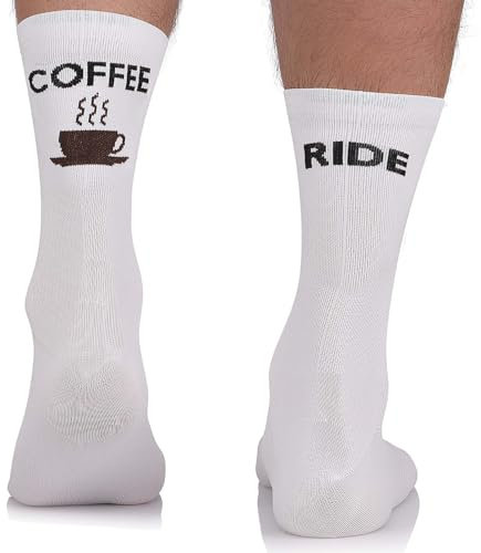 TODO Fahrradsocken Herren und Damen. Atmungsaktive Rennrad Socken. Kaffee Fahrrad-Socken Herren, Radsocken Herren (Coffee Ride, 35-38)