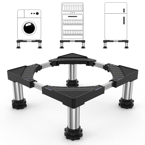 DEWEL Waschmaschinen Untergestell Bärenlast 200KG Waschmaschine Sockel für Waschmaschinen Trockner Kühlschrank,Untergestelle für Waschmaschinen Breite 44,8–65 cm, Höhe 13–17 cm