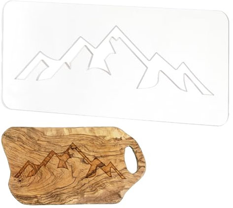 BENECREAT Mountain Clear Acrylic Router Inlay Template, 30 x 12,7 cm, router per la lavorazione del legno, con pellicola protettiva per la creazione di intarsi unici in cartelli, tavole Charcuterie,