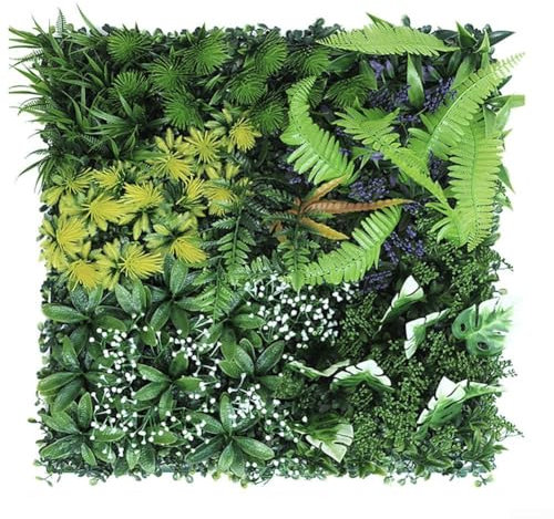 Jumplushion Panel de pared de césped artificial de 50 x 50 cm, césped artificial, valla decorativa, paneles de pared, seto de césped verde, plantas de césped falso, accesorios decorativos para el