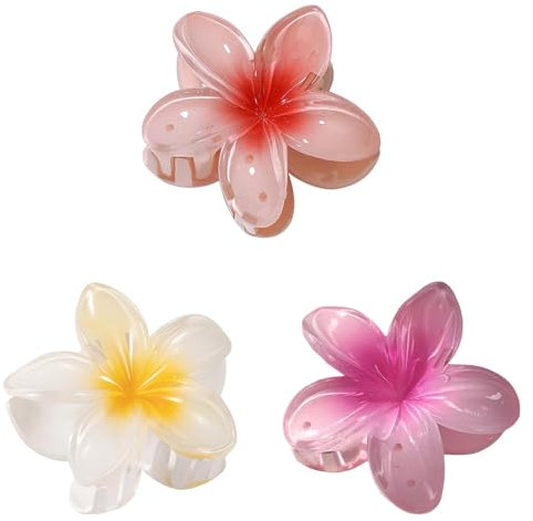 6pcs Fleur Épingle à Cheveux - Grande Pince à Griffes pour Cheveux Grossiers et Fins, Mariage Fête Plage Tropicale pour Dame et Fille (3PCS-A)
