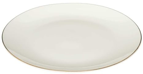 HOME DECO FACTORY, KA0539, Service de Table en Porcelaine 12 Pièces, Design Élégant avec Filet Doré, Vaisselle Durable et Polyvalente, Compatible Lave-Vaisselle, Blanc 12 pcs