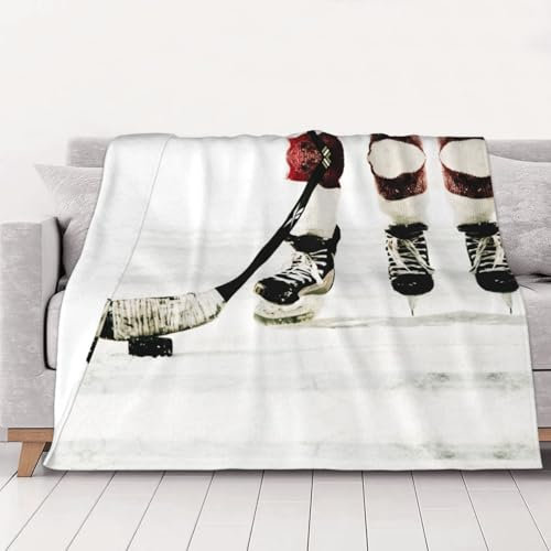 CHANGLEI Beschwerte Decke mit Eishockey-Muster, Flanelldecke, personalisierter Druck, weich, warm, gemütlich, vielseitige Decke für Bett, Sofa