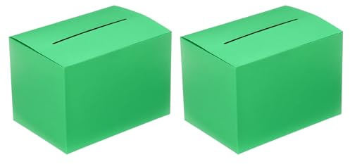 PATIKIL 2 Stück Karton-Vorschlagsbox 16,5 x 11,4 x 11,4 cm Losbox Grün | Wahlurne mit abnehmbarer Kopfzeile, Für Vorschläge Sammlung Trinkgeld Spenden Abstimmung