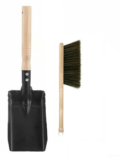 Juego de herramientas para chimenea, juego de herramientas de 2 piezas, recogedor de chimenea con cepillo, para eliminar eficazmente cenizas y escombros