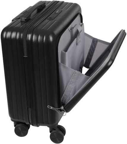 18 Multifunktional Handgepäck Koffer Reisekoffer aus ABS Reisekoffer mit Laptopfach Ultra-Leichter Koffer mit leisen Spinner-Rollen 3-Stelliges Schloss mit USB-Anschluss Getränkehalter Reisekoffer