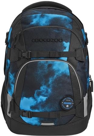 coocazoo Schulrucksack Mate „Mystic Clouds”, schwarz-blau, ergonomischer & anpassbarer Tornister, höhen- & größenverstellbar, mit Brustgurt & Hüftgurt, ab der 3. Klasse