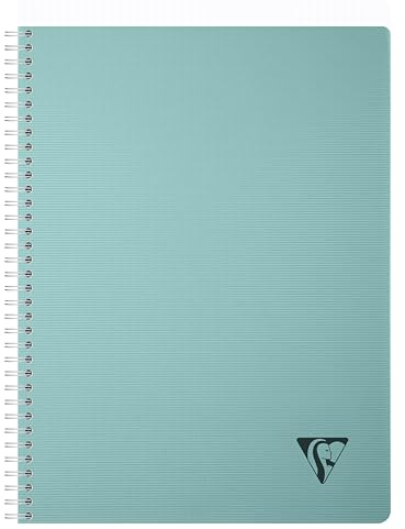 Clairefontaine 327120C - Spiralbuch Heft Linicolor Essence, DIN A4, 90 Blatt kariert 90g, Einband aus gerilltem PP, Blaue Lagune, 1 Stück