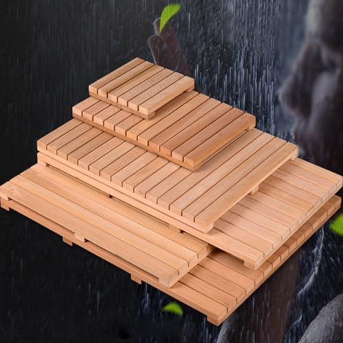 Bambus-Duschmatte, rutschfest, quadratisch, Badematte für Duschwanne, wasserabweisend, Mehrzweck-Badezimmermatte aus Holz, 30,5 x 30,5 cm