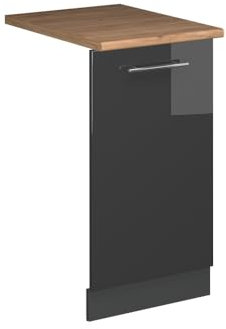 Vicco Geschirrspülblende Fame-Line, Anthrazit Hochglanz, 45 cm, AP Eiche