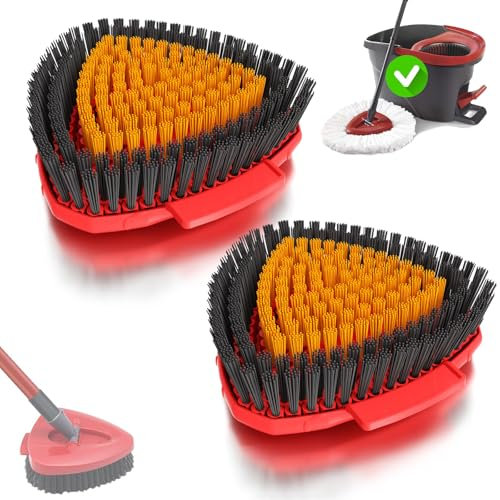 SuperAbound 2 Pack Upgraded Spin Mop Replacement Scrub Brush Heads Compatible with Vileda Turbo Mop System ,Full Bristle Brush Great for Kitchen, Bathroom, Shower,Pools,Deck and Hard Floor Cleaning