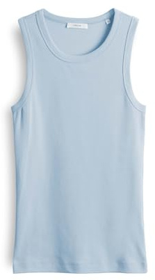 OPUS Damen Shirts | Geripptes Tanktop ILESSO Slim aus BCI Cotton Mix Oxford Blue, 40