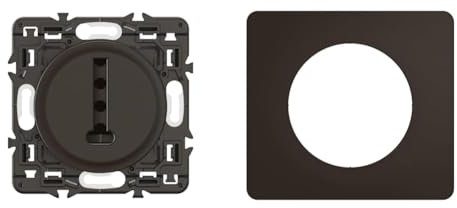 LEGRAND - Prise téléphone Céliane 8 contacts - enjoliveur Noir et support avec Plaque Céliane 1 poste - Noir Mat emballage GD