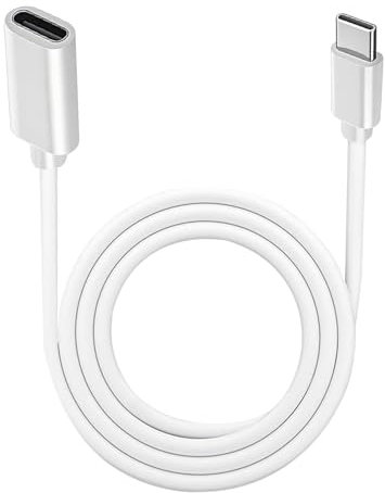 Cable de Extensión USB-C para Cargador MagSafe, Tipo C Macho a Hembra, Soporte de Carga 9V 3A, Transferencia de Datos 480 Mbps, Compatible con MacBook M1, iPhone 13, Longitud 1m, Blanco