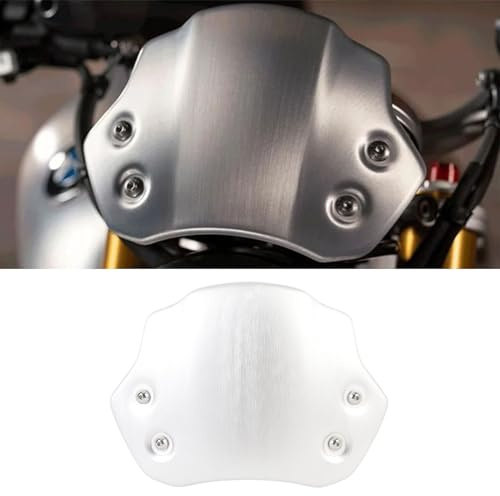 Aluminiumlegierung Motorrad Windschutzscheibe Windabweiser mit Halterung Ersatz für R Nine T Pure Racer Scrambler Urban GS (Silver)
