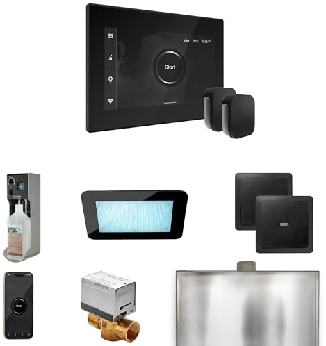 Mr Steam XDream Max Steam Shower Ctrl Pkg w/iSteamX Control and Steamhead in Black Matte Black