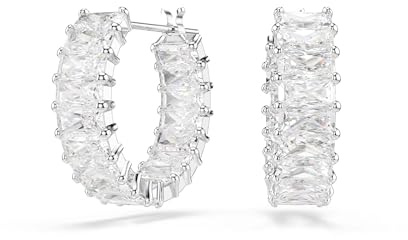 Swarovski Matrix-Creolen, Baguetteschliff, weiß, rhodiniert