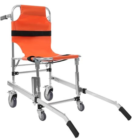 Silla de ruedas plegable para escaleras de emergencia, se puede utilizar ampliamente en hogares, escuelas, hospitales, color naranja, 45 x 58 x 93 cm, hasta 160 kg