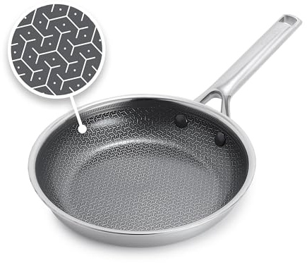 GreenPan Hybrid 8” Nonstick Stainless Steel Frying Pan, APEX Tri-Ply Thermobond PFAS-Free Ceramic Skillet, Induction & All Cooktop Compatible, Oven Temp to 850°F, Dishwasher Safe, Silver