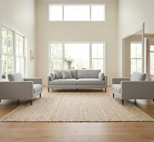 Cotton Jute Rug 6x9 Ft Hand Braided Farmhouse Area Rug, Boho Reversible Natural Woven Carpet for Living Room, Bedroom, Kitchen, Hallway, Rustic Vintage Large Rectangle Rugs - 72x108 in, Rectangular